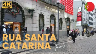 [4K] City Walk PORTO Portugal | Rua Santa Catarina | Praça da Batalha | Ponte D. Luís