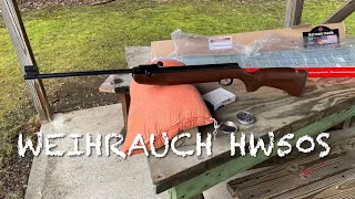 Weihrauch HW50S .177 break barrel target rifle with the rekord trigger unboxing and first shots
