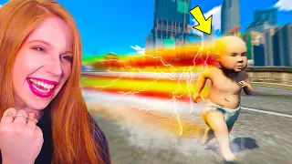 QUEBRANDO A VELOCIDADE DA LUZ COM O BEBE NO GTA 5!!!!!