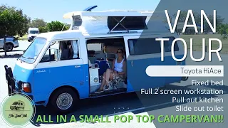 VINTAGE VAN TOUR of Classic 1984 Toyota HiAce  #vantour #vanlife #toyota #hiace #poptop #kombi