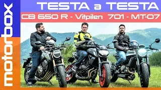 Honda CB650R vs Yamaha MT07 vs Husqvarna Vitpilen 701 | L'MT07 perde il trono?