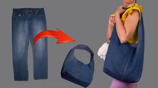 How to sew a hobo bag out of old jeans easily!