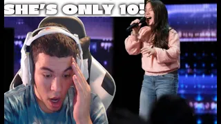 MIxed boy reacts to Roberta Battaglia Golden Buzzer Singing Lady Gaga's "Shallow" - AGT :REACTION