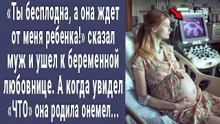 Ты пустая, а она нет! сказал муж и ушел к беременной любовнице. А увидев ЧТО она родила онемел...