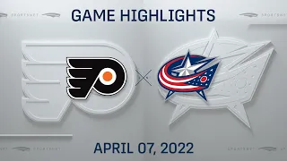 NHL Highlights | Flyers vs. Blue Jackets - Apr. 7, 2022