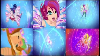 Winx Club All Transformations Split Screen