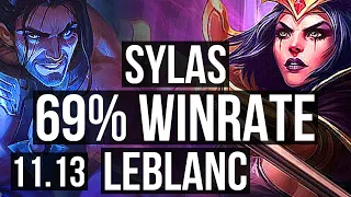 SYLAS vs LEBLANC (MID) | 69% winrate, 6/1/4 | KR Grandmaster | v11.13