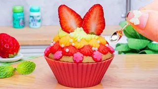 🍓 DIY Miniature Strawberry Cupcake Recipe 🍓 | ASMR Cooking Mini Food & Satisfying Video