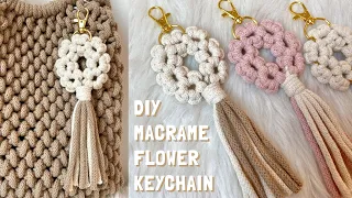 DIY | Macrame flower wreath keychain tutorial | llaveros en macrame | 마크라메 꽃 키링