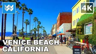 [4K] Walking from Venice Beach to Santa Monica Pier in Los Angeles, California USA