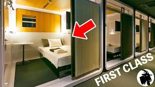 This is Japan's finest capsule hotel!! 😆💵 First Cabin Fukuoka 🇯🇵