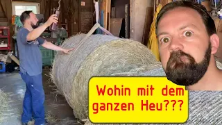 Heu in die Hütte, wohin mit den Rundballen ? Nach Oben!!