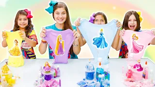 SLIME COLORIDO NO DESAFIO DAS PRINCESAS | Coloring Princess Slime Challenge - Mileninha