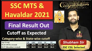 SSC MTS & Havaldar 2021 Final Result Out| State-wise & Category-wise cutoff| Cutoff as expected 😀