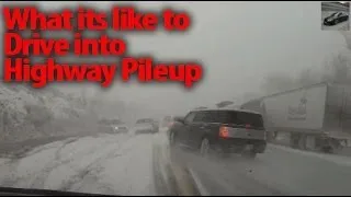 Highway Black Ice Pile Up Car Crash - Onboard When ABS Becomes Useless