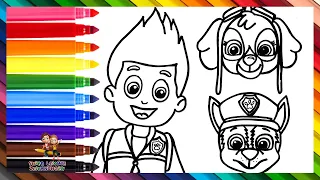 Zeichnen und Ausmalen von Ryder, Chase und Skye aus Paw Patrol 🐶👮🐾🐶🎀🌈 Zeichnungen für Kinder