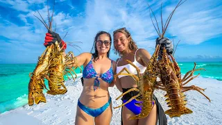 LOBSTERING CRYSTAL CLEAR WATER in FLORIDA KEYS! Catch, Clean, Cook!