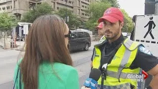 RAW: Montreal police officer on accusations he harassed man in wheelchair