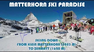 MATTERHORN SKI PARADISE - Skiing down 2263 m in altitude