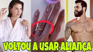 Andressa Suita surge usando aliança e fãs perguntam porque Gusttavo Lima não está usando