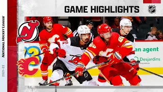 Devils @ Flames 3/16 | NHL Highlights 2022