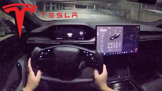 (1020HP) 2022 Tesla Model S PLAID POV Night Drive