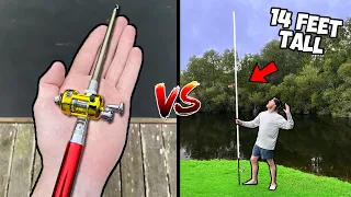 World's Smallest Fishing Rod vs World's Biggest Fishing Rod