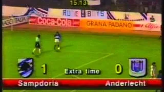 1990 May 9 Sampdoria Italy 2 Anderlecht Belgium 0 Cup Winners Cup