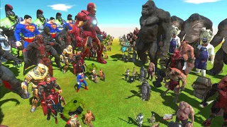 PLANET WAR🌍- SUPERHEROES TEAM🦸‍♂️vs HAND WEAPON TEAM🧌- Animal Revolt Battle Simulator