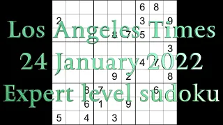 Sudoku solution – Los Angeles Times sudoku 24 January 2022 Expert level