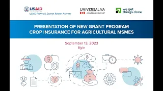 Presentation of New Grant Program of Crop Insurance for Agricultural MSMEs