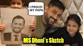 PROUD Daughter Ziva Dhoni Holds Dad MS Dhoni's Sketch