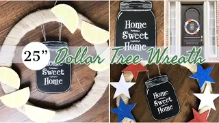 LARGE DOLLAR TREE BURLAP WREATH | DOLLAR TREE DIY | 4th of JULY DIY CRAFTS