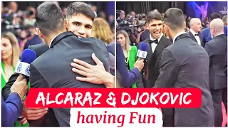 Carlos Alcaraz & Novak Djokovic Funny Friendship Moment at Laureus Awards 2024 in Madrid