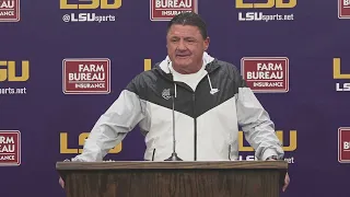 LSU Ed Orgeron, Arkansas game week Monday press conference