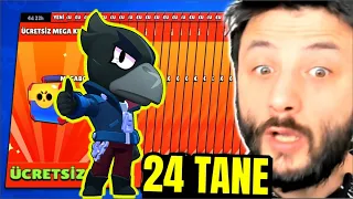 CROW ÇIKTI😯 24 tane BEDAVA MEGA AÇTIM!   Brawl Stars