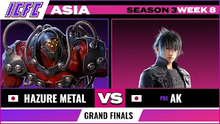 Grand Finals Hazure Metal (Gigas) vs AK (Noctis/Gigas/Law): ICFC Tekken Asia Season 3 Week 8