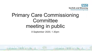 Primary Care Commissioning Meeting | Tuesday 8 September