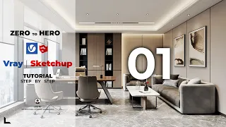 EASY VRAY 6 FOR SKETCHUP | Realistic Interior Rendering | From Start To Finish | Part 1 #interior 01
