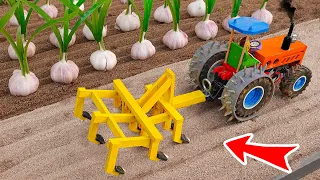 Top diy tractor making mini plough machine science project | diy garlic farming machine | HP Mini