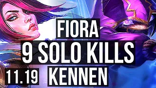 FIORA vs KENNEN (TOP) | 75% winrate, 9 solo kills, Legendary, 13/2/2 | EUW Master | v11.19