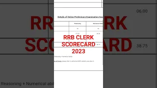 RRB CLERK SCORECARD 2023|| My attempts - R 39 Q 34 #rrbpo #banking #rrbclerk