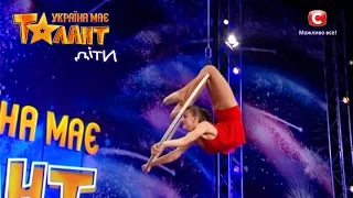 Aerial gymnastics on a ring on Ukraine's Got Talent.