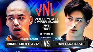 Nimir Abdel-Aziz vs Ran Takahashi | Netherlands vs Japan | VNL 2021 | Highlights