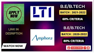 LTI | AMPHORA | BE/BTECH | 2020-2021-2022 | FRESHERS OFF CAMPUS HIRING #applynow