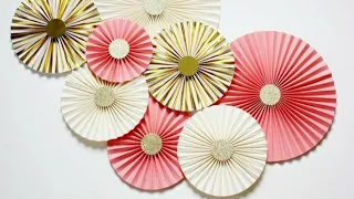 How to Make Paper Rosette Flower - Tutorial | Paper Pinwheels Backdrop for Decoration