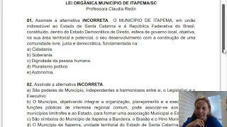 CONCURSO PÚBLICO MUNICÍPIO DE ITAPEMA: Simulado Lei Orgânica Municipal