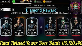 Fatal Twisted Tower Bosses Battle 100 , 120 & 140 Fight + Reward | MK Mobile