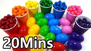 20Mins Learn Colors With Rainbow Color Cup Surprise Toys and Play Doh and Bubble Gum for kids