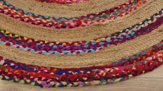 Adoni Multicoloured Round Chindi Jute Rug by Ozark Home